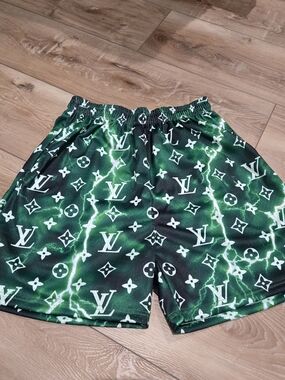 Asylum Green Lightning Athletic Shorts LV Monogram Mens XL